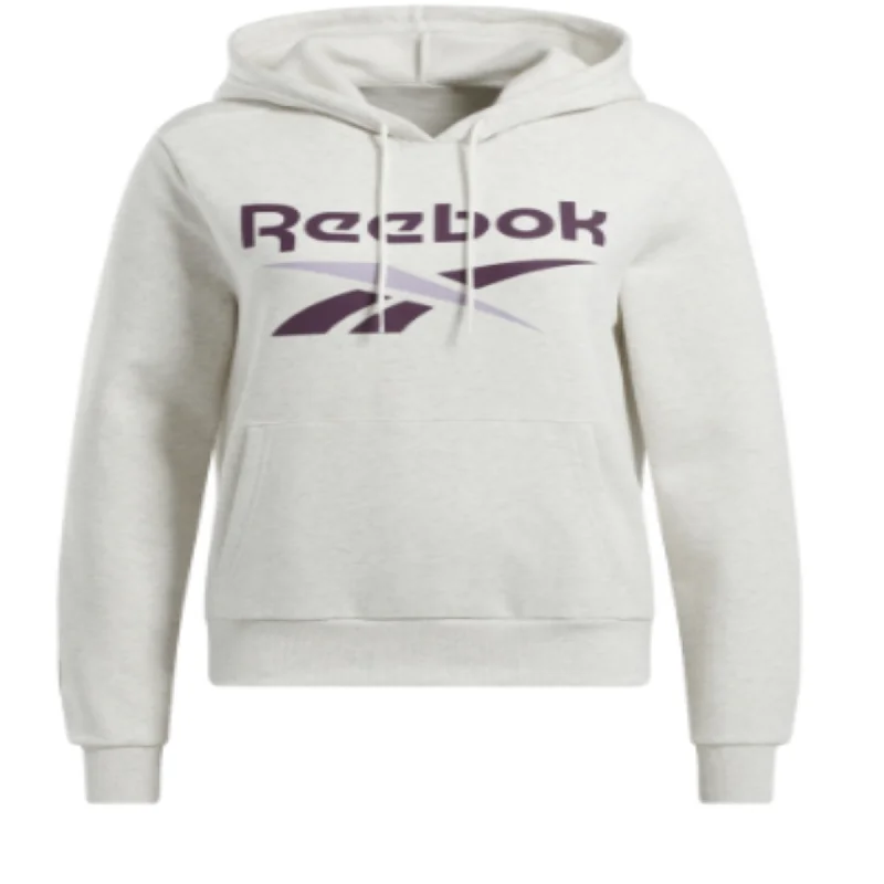 Women's Reebok Identity Big Logo Fleece Pullover Hoodie Hoodie with Back Slit Movement Comfort