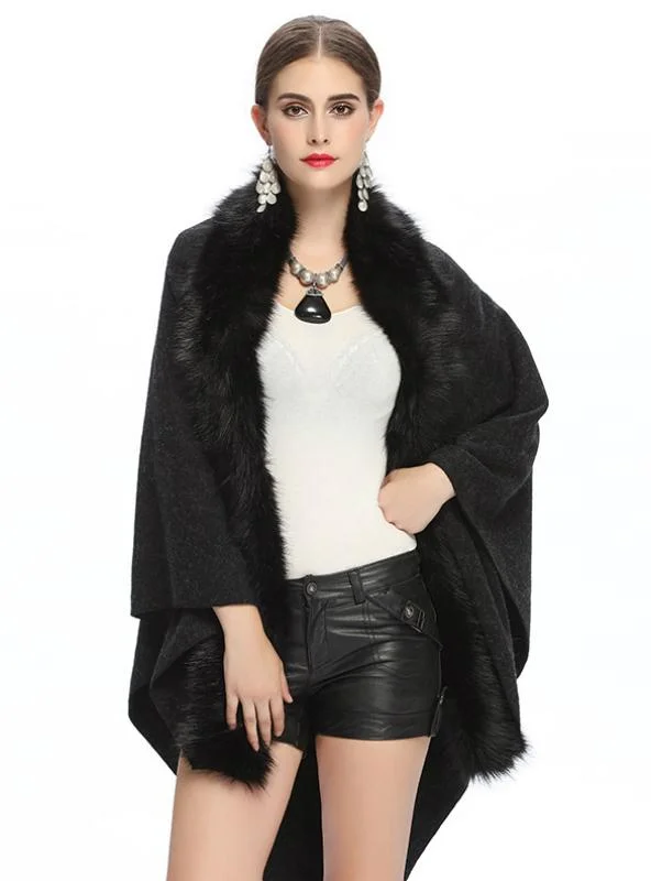 FOX LIKE BURRS THICKENED TRIANGULAR KNITTED SCARF SHAWL Stylish Cashmere Shawl Cape