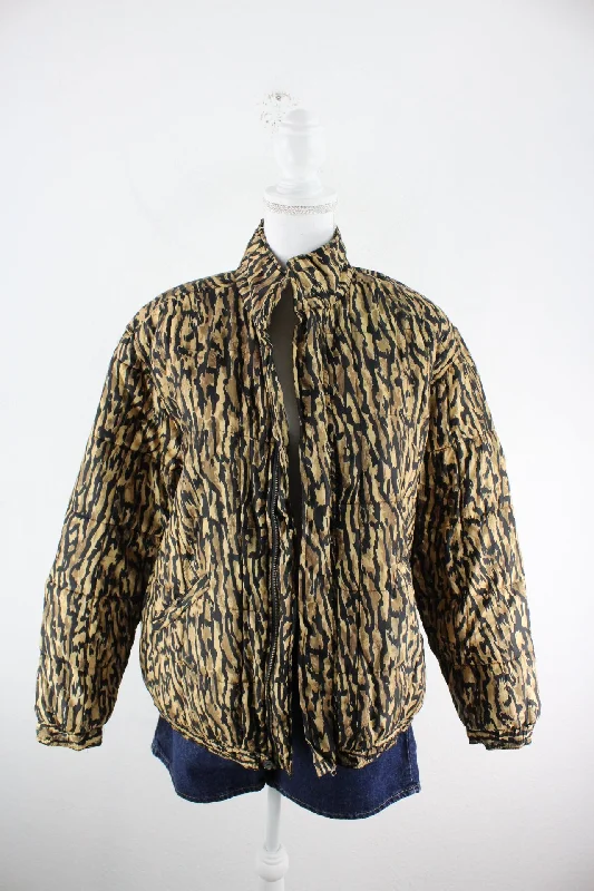 Vintage Leo Print Jacket (M) Cotton Jacket Linen Jacket Terry Jacket