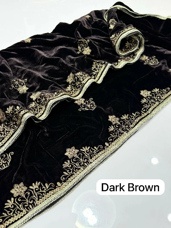 Elegant And Beautiful Velvet Shawl Machine Dark Brown Fashionable Silk Shawl Wrap