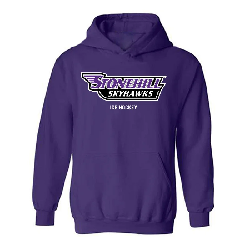 Stonehill - NCAA Women's Ice Hockey : Gracie Sacca - Classic Shersey Hooded Sweatshirt Hoodie with Cropped Fit Short Trendy