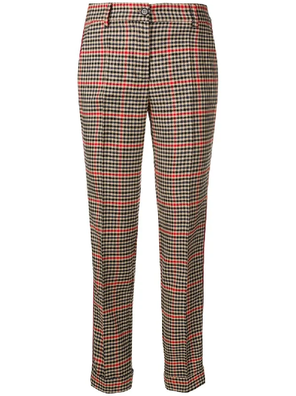 checked cropped trousers Trousers sophisticated sleek