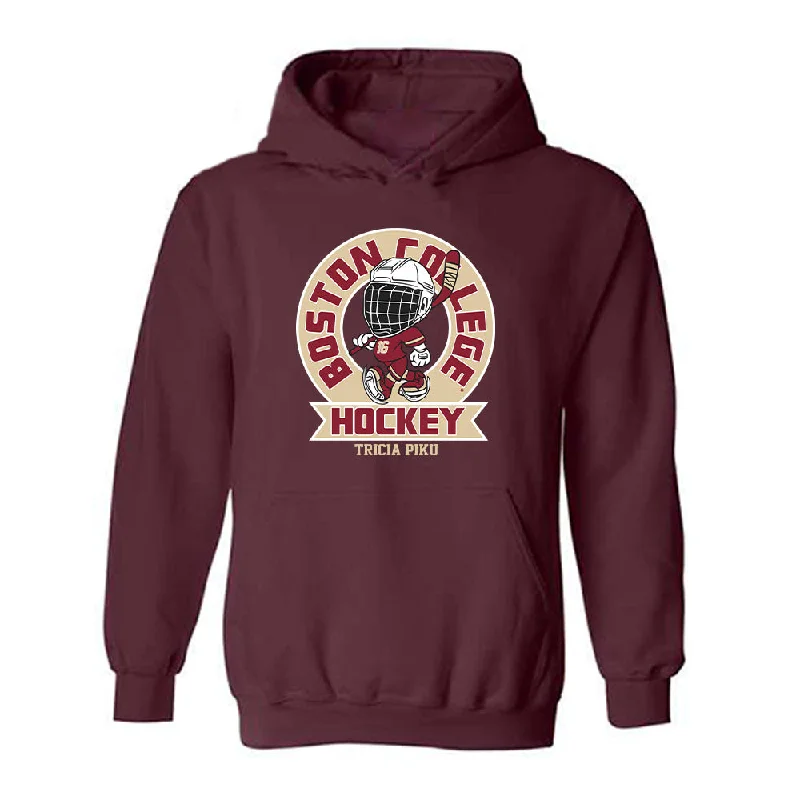 Boston College - NCAA Women's Ice Hockey : Tricia Piku - Fashion Shersey Hooded Sweatshirt Hoodie with Hem Raw Edge Edgy Unfinished