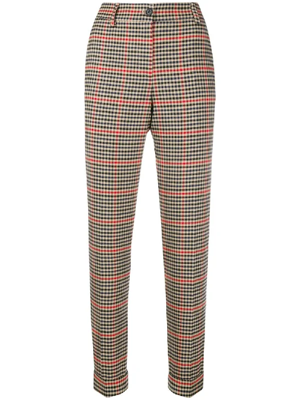 checked slim-fit trousers Trousers Handmade Artisanal