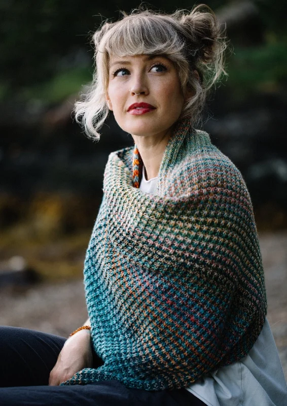 Inclinations Shawl, Drea Renee Knits Print Knitting Pattern Stylish Long Shawl Wrap