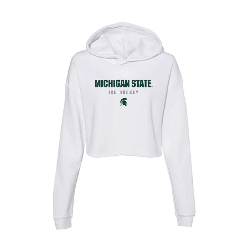 Michigan State - NCAA Women's Ice Hockey : Karsen Dorwart - Women's Crop Fleece Hoodie Hoodie with Drawstring Waist Adjustable Fitted