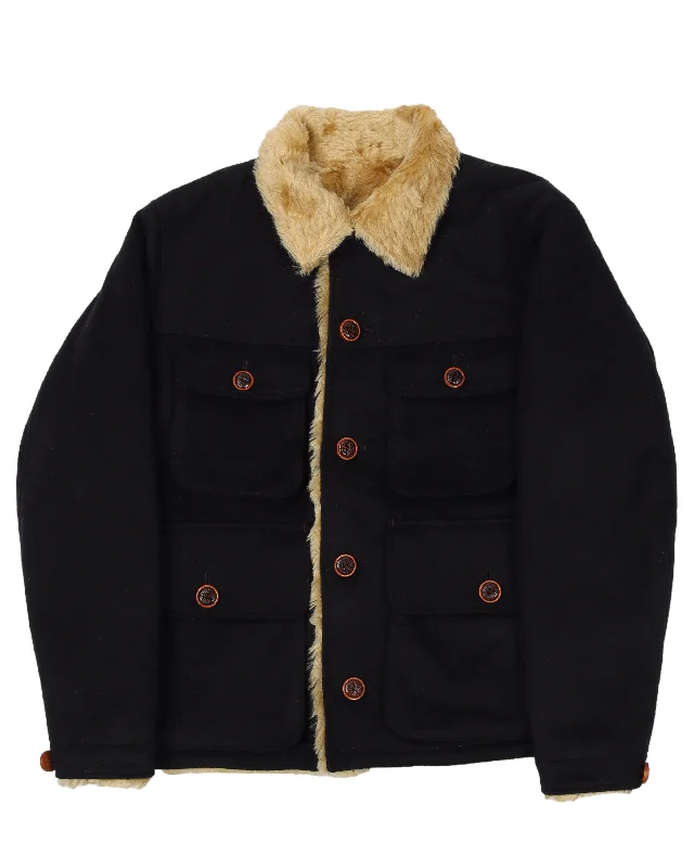 AW03 "Touch Me I'm Sick" Wool Shearling Jacket V-Neck Jacket Boat Neck Jacket Square Neck Jacket