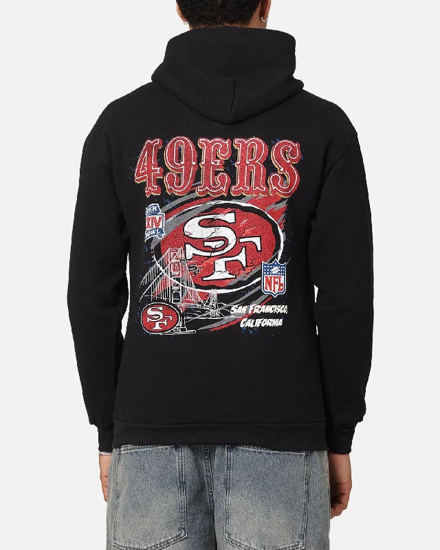 Mitchell & Ness San Francisco 49ers Flames Hoodie Faded Black Cotton Hoodie Fleece Lining Warmth Mitchell & Ness San Francisco 49ers Flames Hoodie Faded Black Cotton Hoodie Fleece Lining Warmth