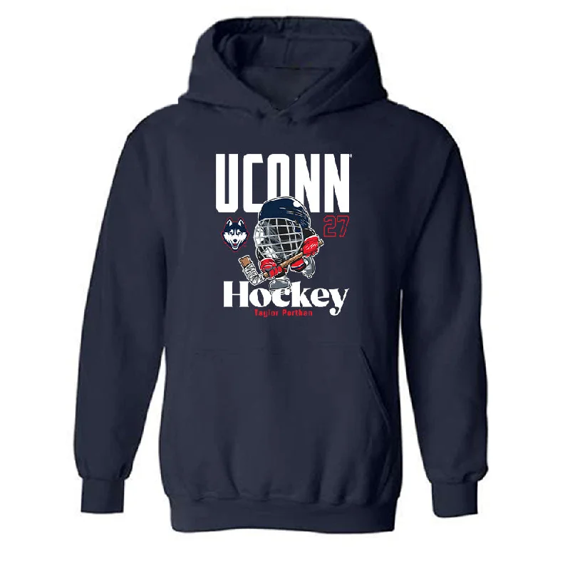 UConn - NCAA Women's Ice Hockey : Taylor Porthan - Fashion Shersey Hooded Sweatshirt Hoodie with Zipper Versatile Modern