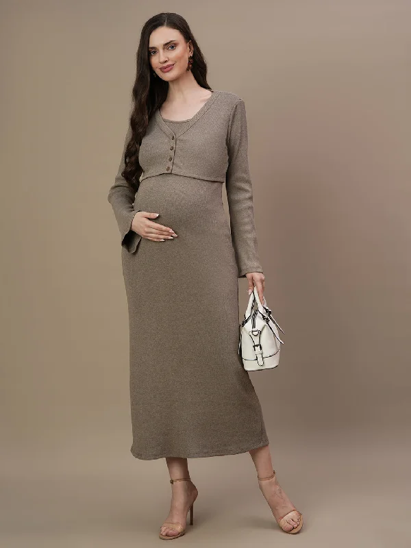 Maternity Winter Bodycon Dress with Jacket Jacket Blazer Coat