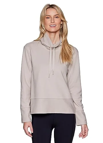 RBX Lightweight Fleece Pullover, Women's Activewear Texture Cowl Neck Relaxed Fit Fleece Sweatshirt, Transitional Sweater for Yoga, Workouts, Casual Wear Sand Texture S Honey Neck Pullover