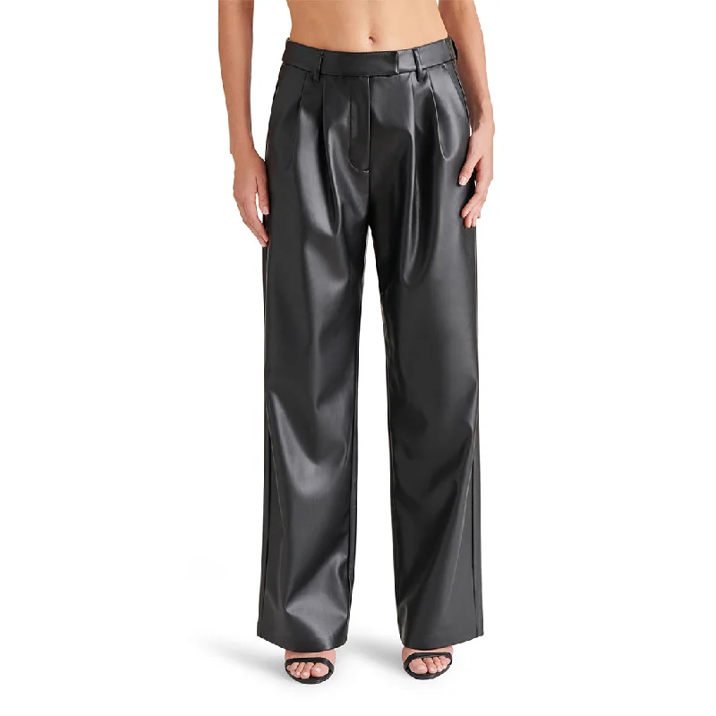 VEGAN LEATHER HIGH RISE TROUSER PANTS BLACK Trousers Evening Elegant