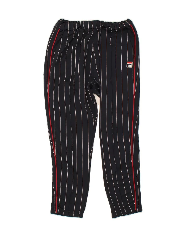 FILA Womens Tracksuit Trousers UK 12 Medium Black Striped Polyester Trousers Trousers Formal