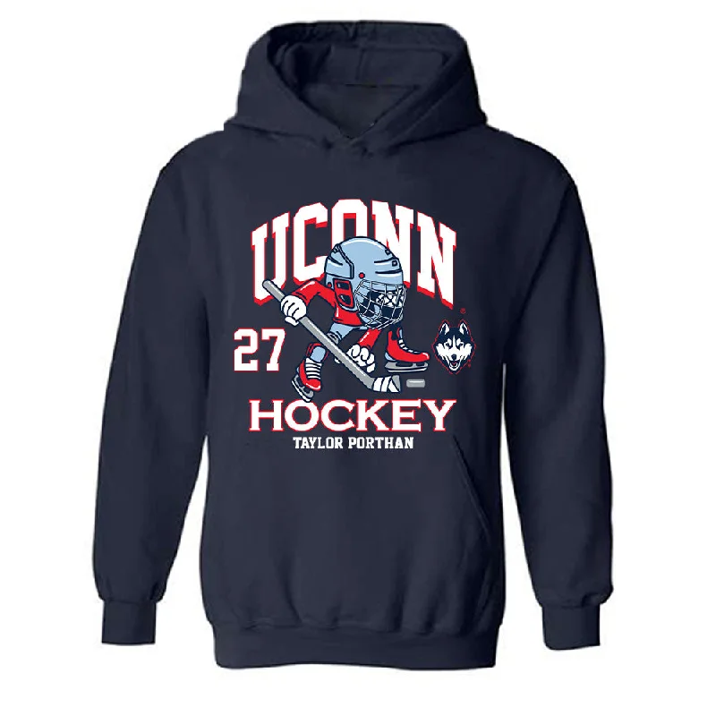 UConn - NCAA Women's Ice Hockey : Taylor Porthan - Fashion Shersey Hooded Sweatshirt Hoodie with Mesh Breathable Sporty