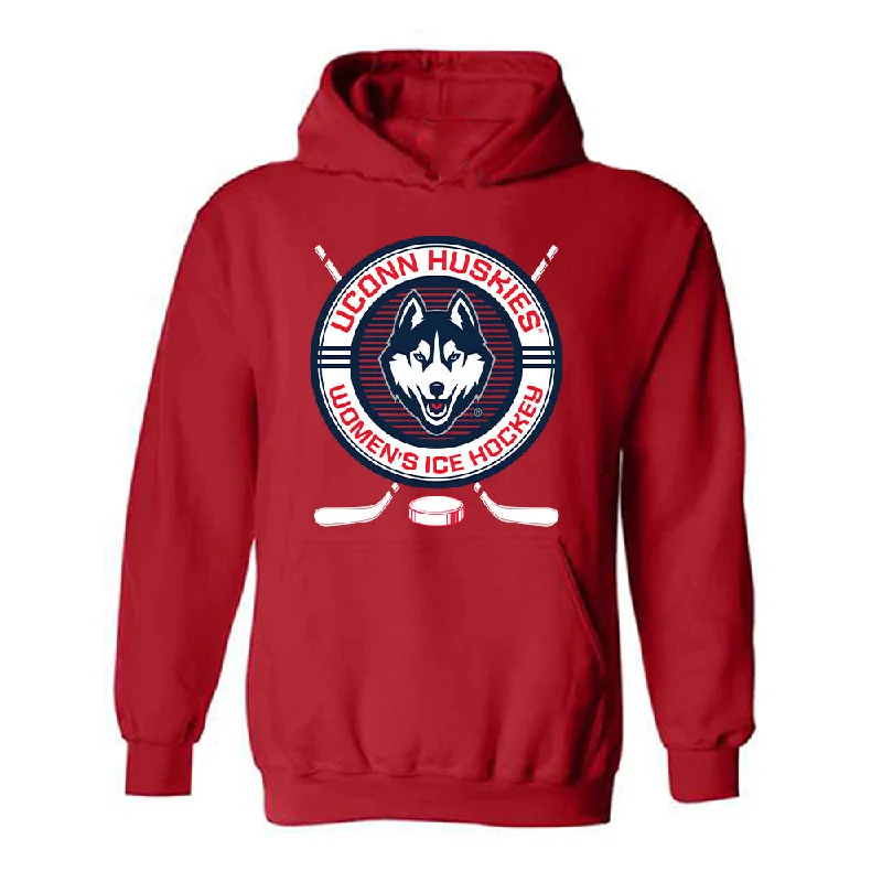 UConn - NCAA Women's Ice Hockey : Taylor Porthan - Sports Shersey Hooded Sweatshirt Hoodie with Typography Text Message