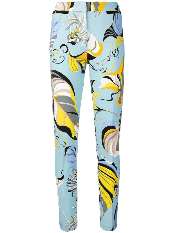 printed slim-fit trousers Trousers Denim Blue