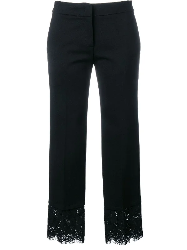 lace trim cropped trousers Trousers Lace Delicate