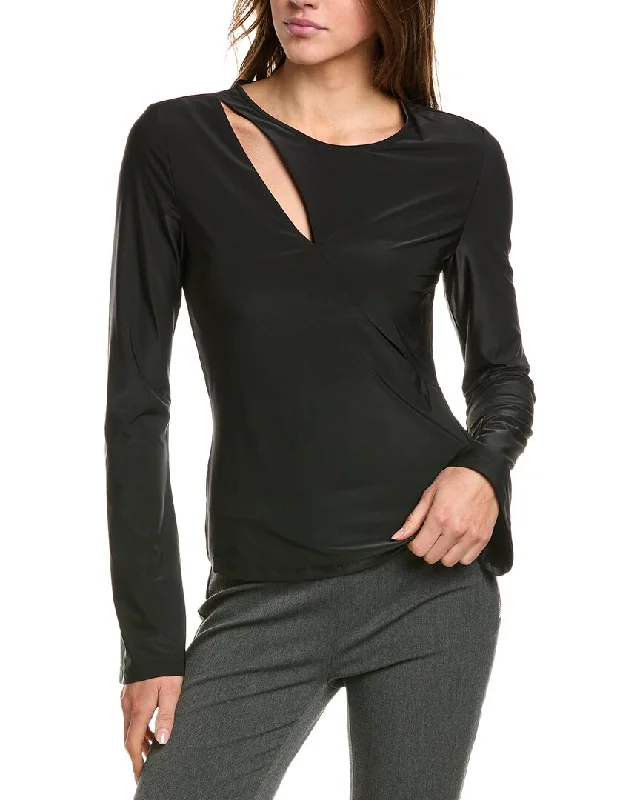 BCBGMAXAZRIA Cutout Pullover Top Puff Sleeve Stylish