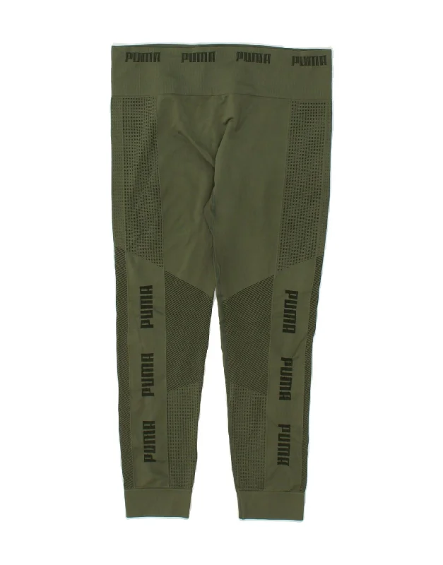 PUMA Womens Graphic Tracksuit Trousers Joggers UK 18 XL  Khaki Trousers trendy modern