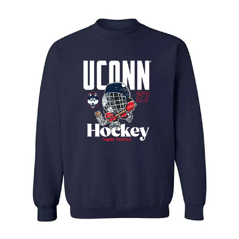 UConn - NCAA Women's Ice Hockey : Taylor Porthan - Fashion Shersey Crewneck Sweatshirt Hoodie with Thumb Holes Functional Cozy