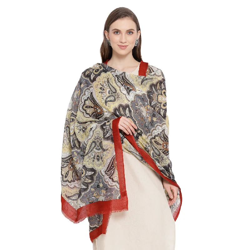 Paisley Block Printed Shawl Soft Cotton Shawl Poncho