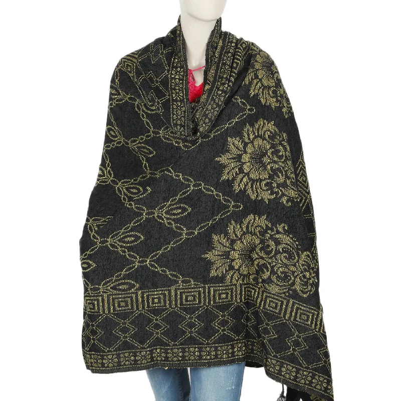 Women's Shawl - Black Soft Wool Shawl Wrap