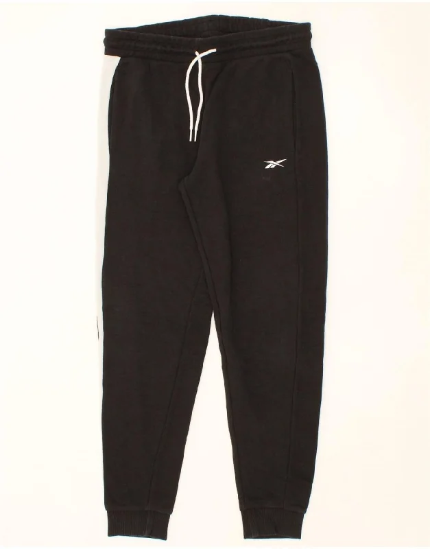 REEBOK Womens Tracksuit Trousers Joggers UK 8/10 Small  Black Colourblock Trousers Modern Contemporary