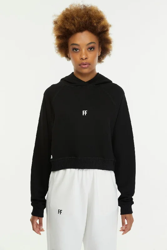 FF / Crop Hoodie Hoodie with Cuffed Sleeves Snug Secure