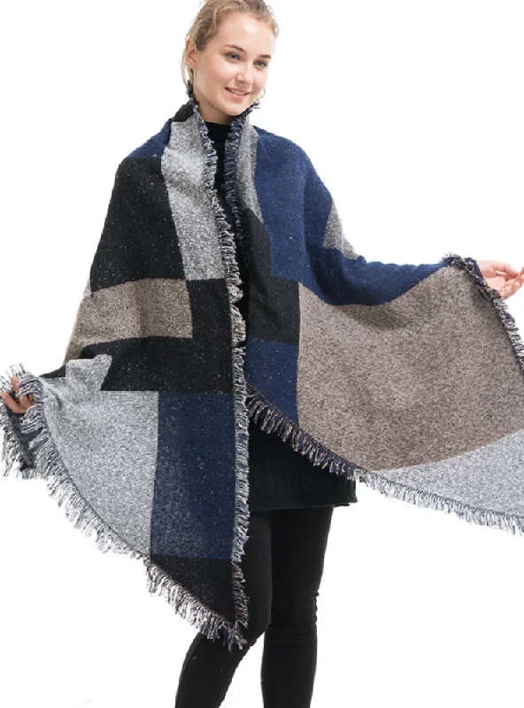 LADIES CASHMERE SCARF PLAID SHAWL Chic Cotton Shawl Wrap