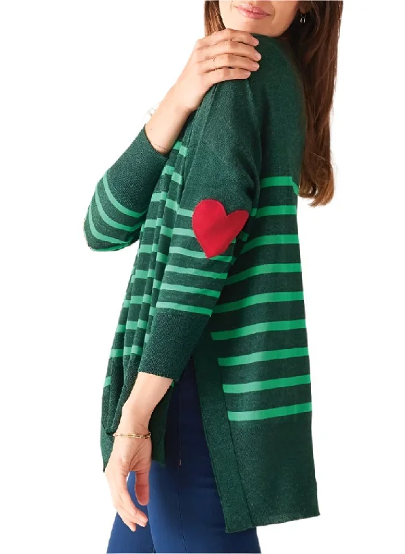 Amour Sweater Alpine and Clover Green Stripe by Mersea Anti-Pilling Anti-Shrink Durable