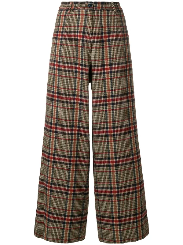 checked wide leg trousers Trousers sophisticated sleek