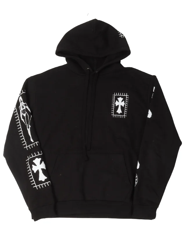 Deadly Doll Horseshoe Hoodie Hoodie with Metallic Shiny Futuristic