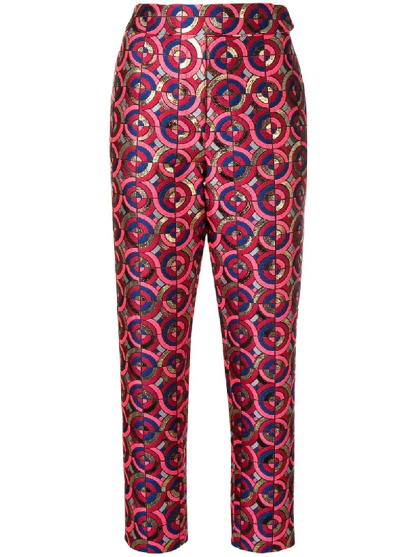 cropped metallic-jacquard trousers Trousers Occasion Special