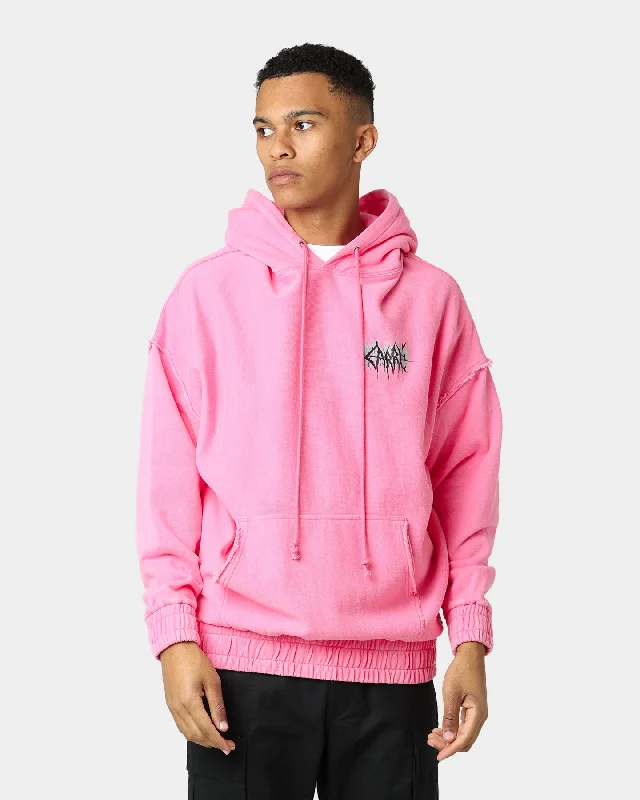 Carre Metalle Distressed Hoodie Washed Pink Hoodie with Monochrome Minimalist Simple Carre Metalle Distressed Hoodie Washed Pink Hoodie with Monochrome Minimalist Simple