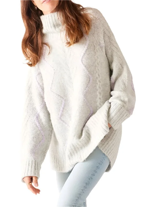 Alpine Sweater in Fog and Lavender by Mersea Handmade Hand-knitted Hand-woven