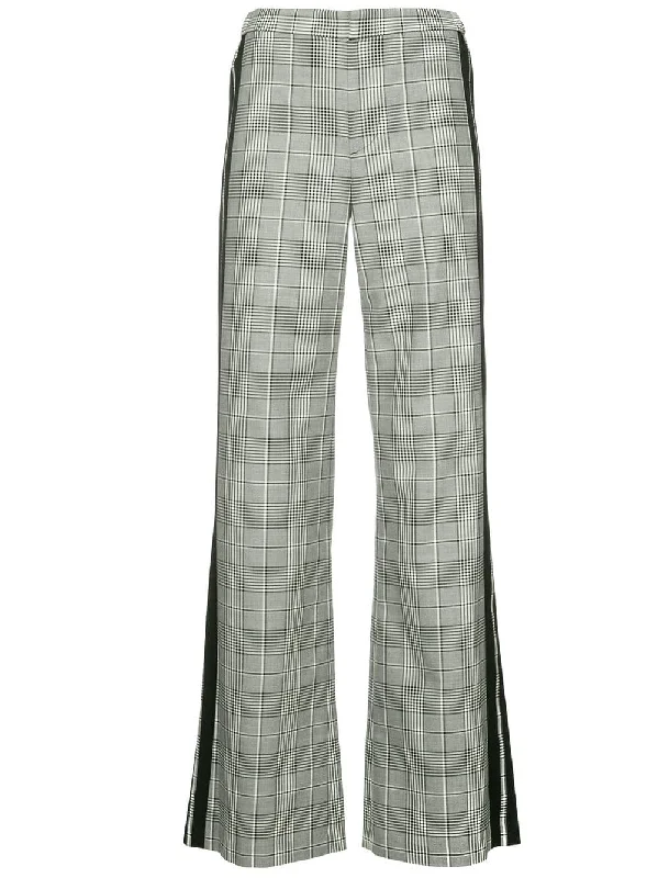 check print flared trousers Trousers Mesh Breathable