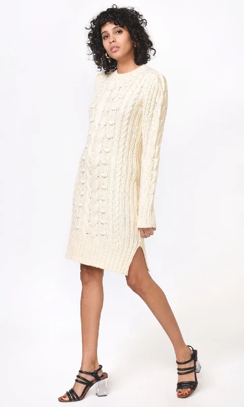 Greya Cable Knit Sweater Dress - FINAL SALE Open Front Closed Front Wrap Front