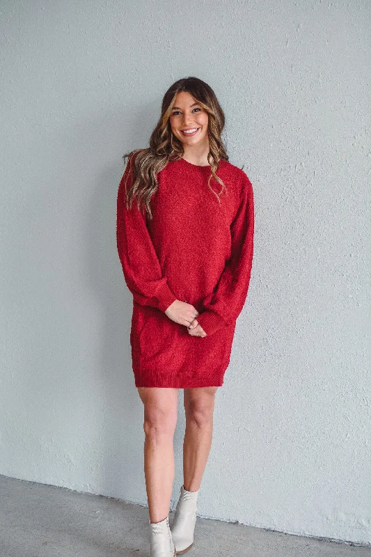 Roxie Red Sweater Dress Long Sweater Short Sweater Cropped Sweater