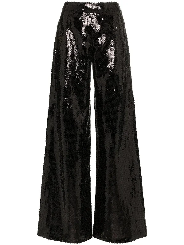 wide leg sequin embellished trousers Trousers Print Floral