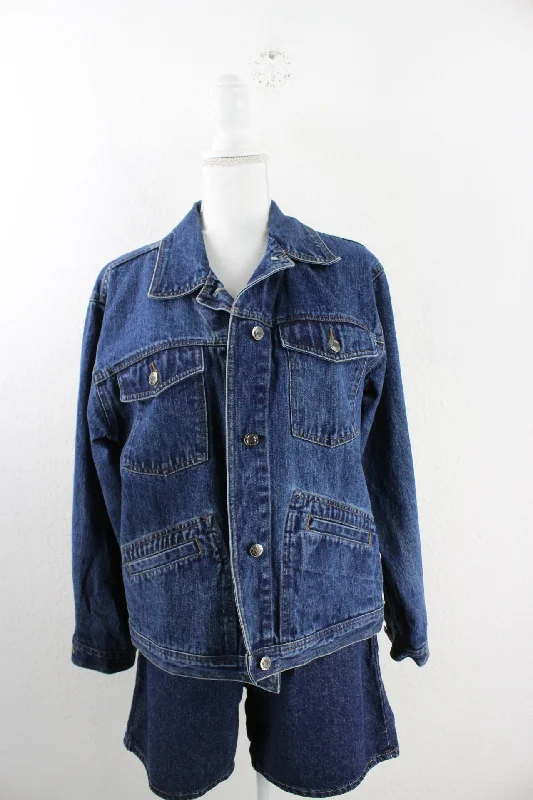 Vintage Jeans Jacket (M) Notch Collar Jacket Peter Pan Collar Jacket Cowl Neck Jacket