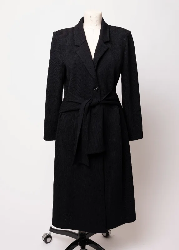 ST. JOHN COUTURE | Black Knit Sweater Dress Zippered Front Buttoned Front Snap Front