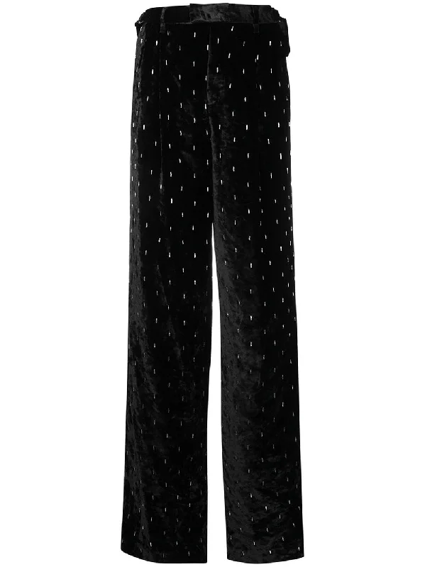 embellished wide-leg trousers Cropped Trousers Casual Linen