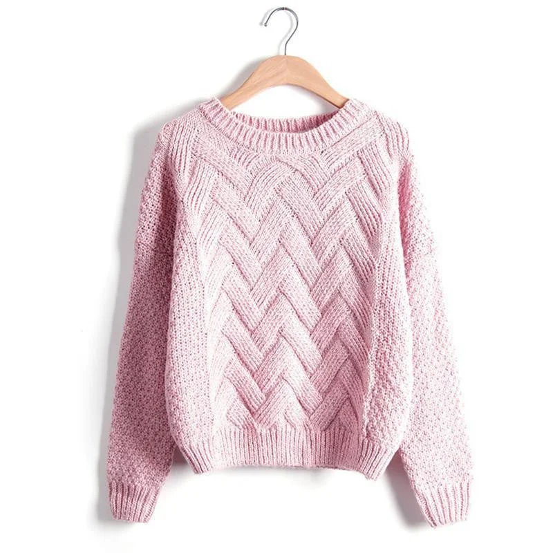 Warm 3D Loose Women Sweater Pink O Neck Long Sleeve Wave Knit Pullovers Plaid Pull Clothing Turtleneck Warm Pullover Warm 3D Loose Women Sweater Pink O Neck Long Sleeve Wave Knit Pullovers Plaid Pull Clothing Turtleneck Warm Pullover
