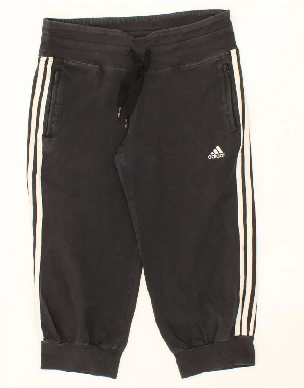 ADIDAS Womens Capri Tracksuit Trousers Joggers UK 14 Medium Black Cotton Trousers Vintage Classic