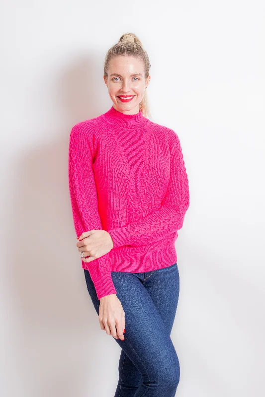 Fuchsia Mock Neck Sweater Sweater Knitwear Pullover