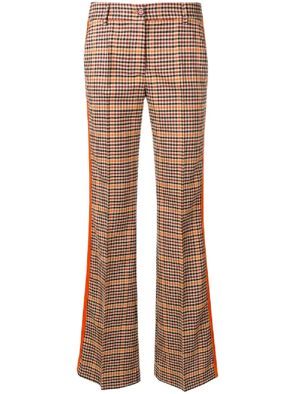 checked flared trousers Trousers cozy soft