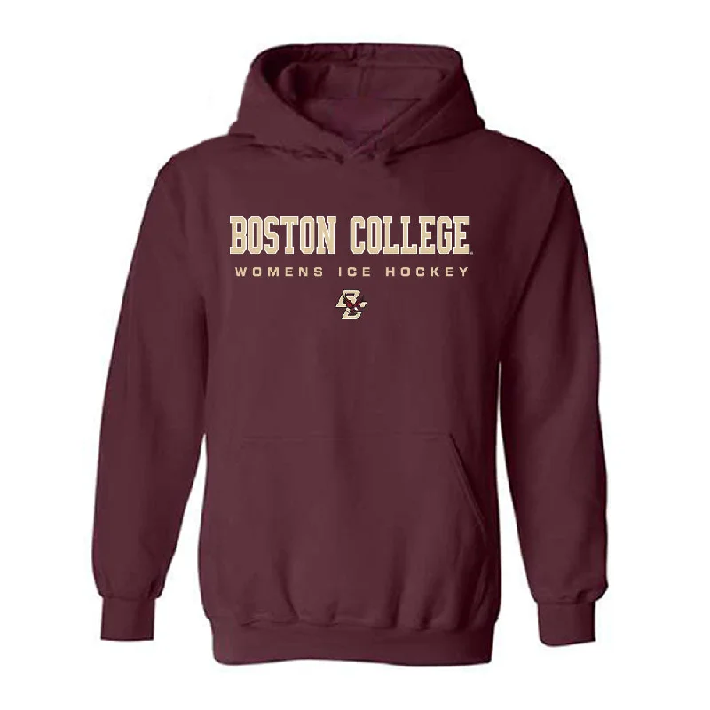 Boston College - NCAA Women's Ice Hockey : Kiley Erickson - Classic Shersey Hooded Sweatshirt Hoodie with Metallic Shiny Futuristic