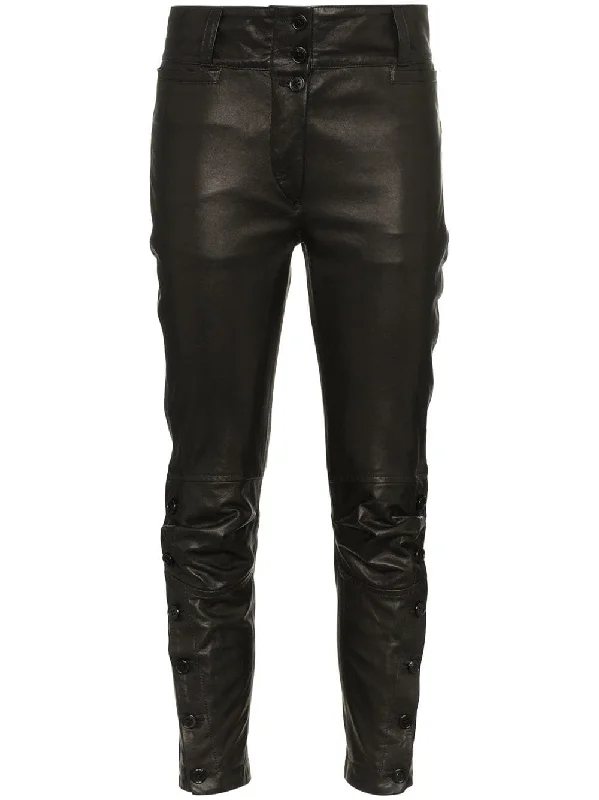 mid rise cropped leather trousers Trousers Palazzo Wide Leg