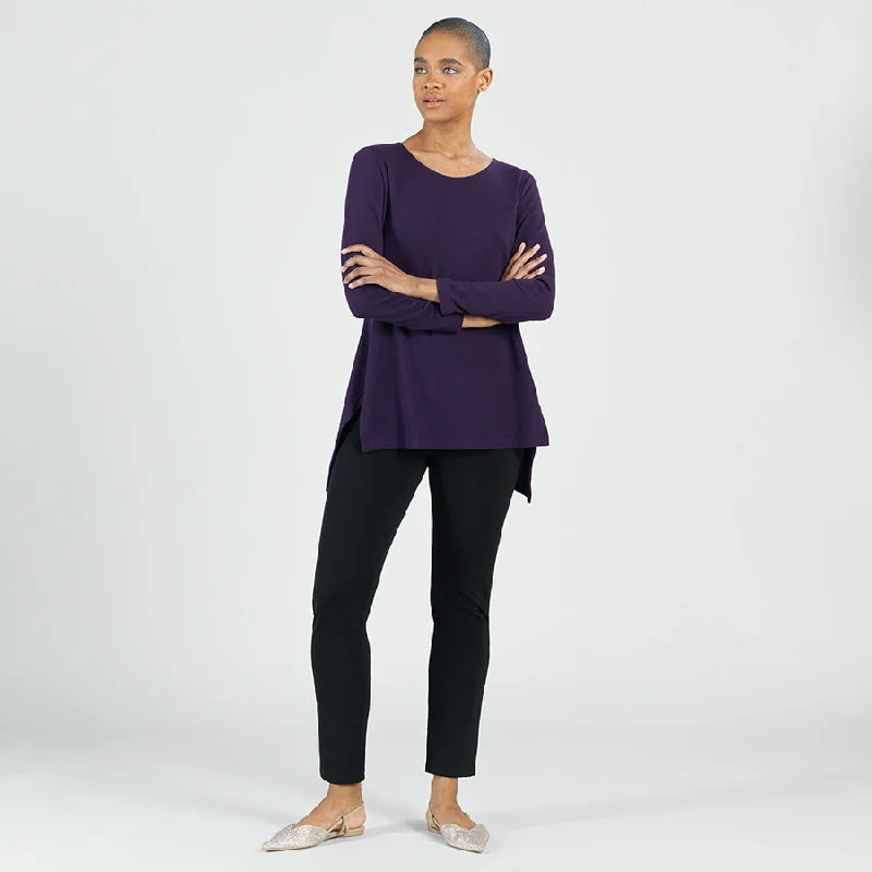 Parachute Hem Sweater Tunic in Eggplant Wool Fabric Cashmere Fabric Tweed Fabric