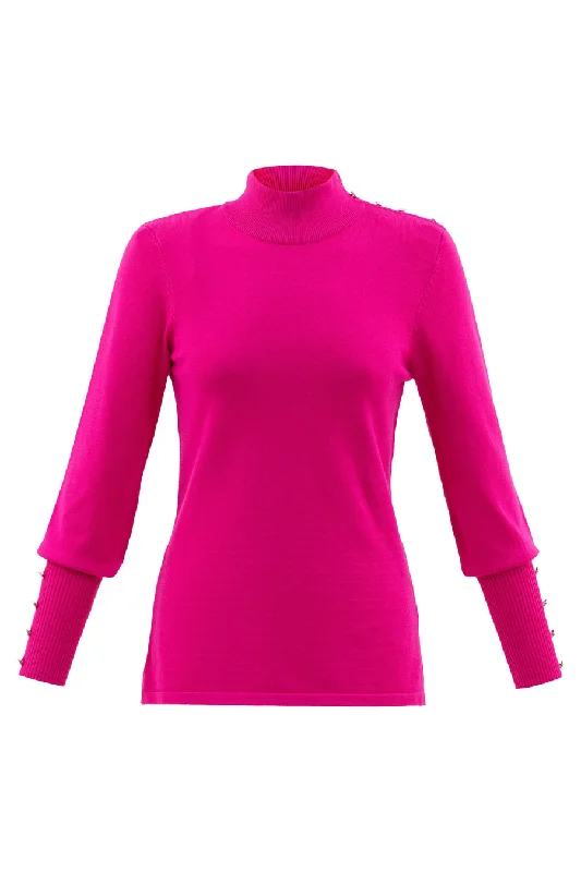 Hot Pink Mock Neck Sweater Sweater Knitwear Pullover